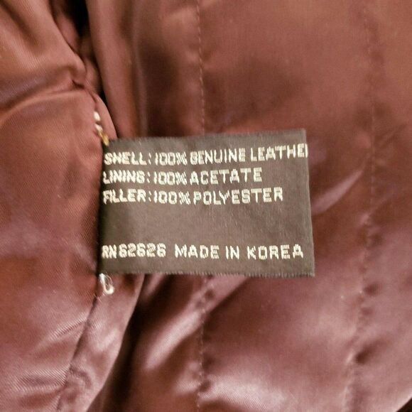 Vintage Brown Leather Bomber Flight Jacket Made in Korea Size L - Picture 6 of 7